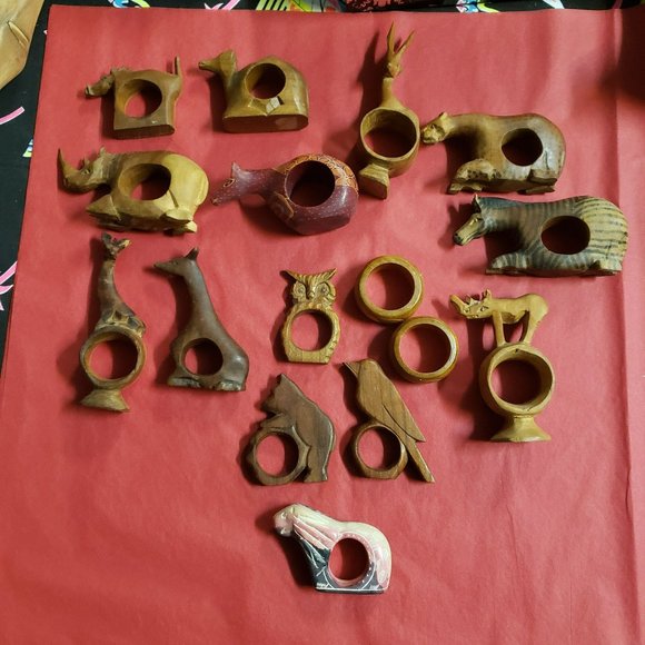 1980s Wood African Elephant + Rhino + multiple Animals From Kenya Africa Hand Ca - Picture 2 of 16